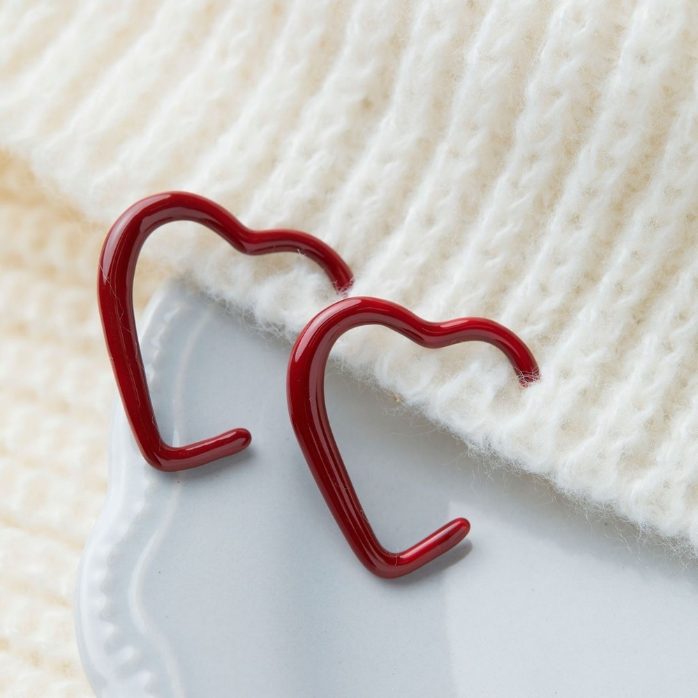 French Red-Heart Shaped Earrings